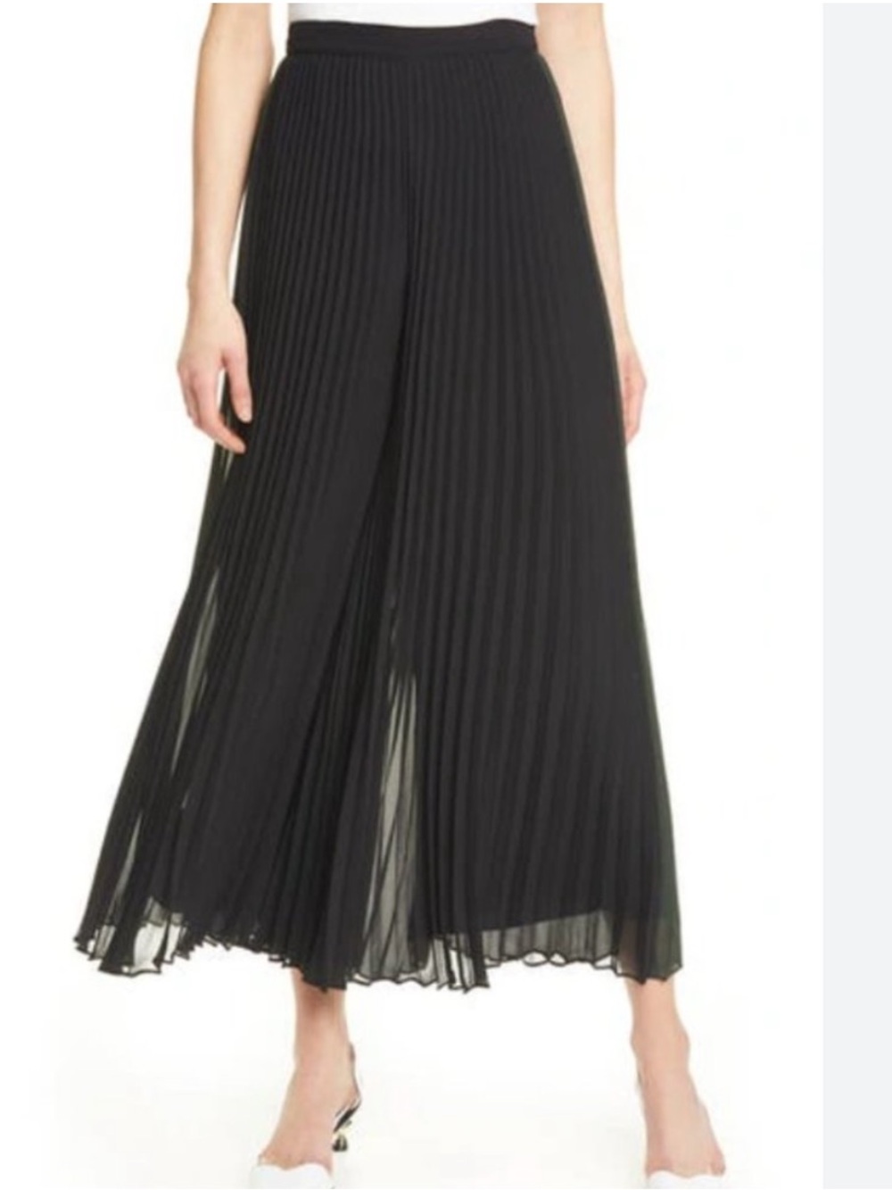 Club Monaco Jessyn Racer Stripe Black/Green Pleated Wide-Leg Pants Size 2 NWT